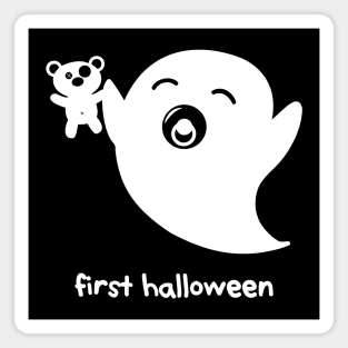 cute ghost - Baby Boo – first Halloween (white on black) Magnet